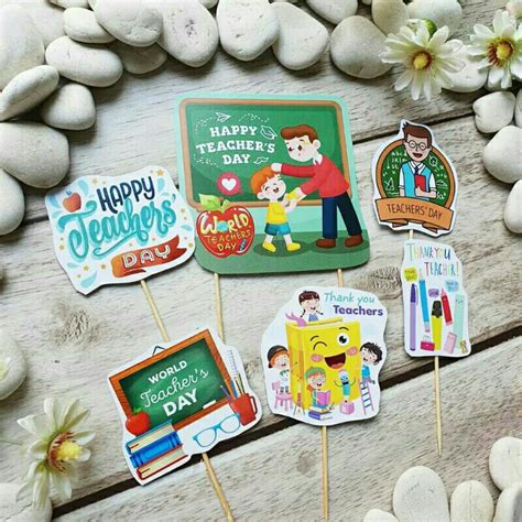 Jual Cake Topper Hiasan Kue Tema Selamat Hari Guru Happy Teacher Day