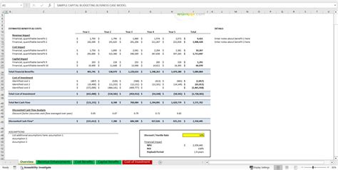 Excel Template Business Case Template Excel Template Xlsx Flevypro Document Flevy