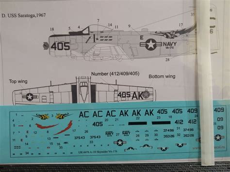 1144 Decal Douglas A 1h Skyraider Va 176 With Stencils Uprise Decal