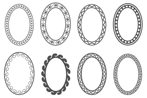 Greek Key Oval Frame Set Circle Borders With Meander Ornaments