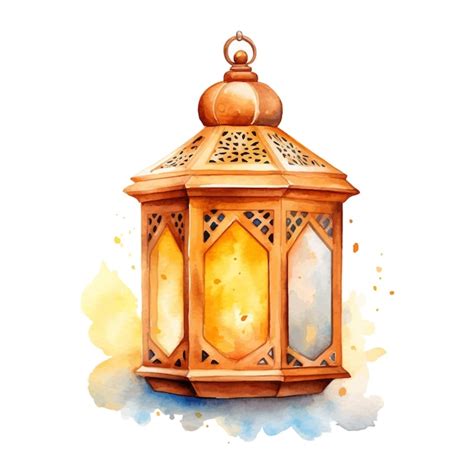 Premium Vector | Lantern watercolor ramadan clipart