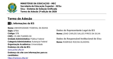 Termo De Adesão Ufba - Termo de Adesão e Relação de Vagas da Ufba para o Sisu 2020.1.pdf ...