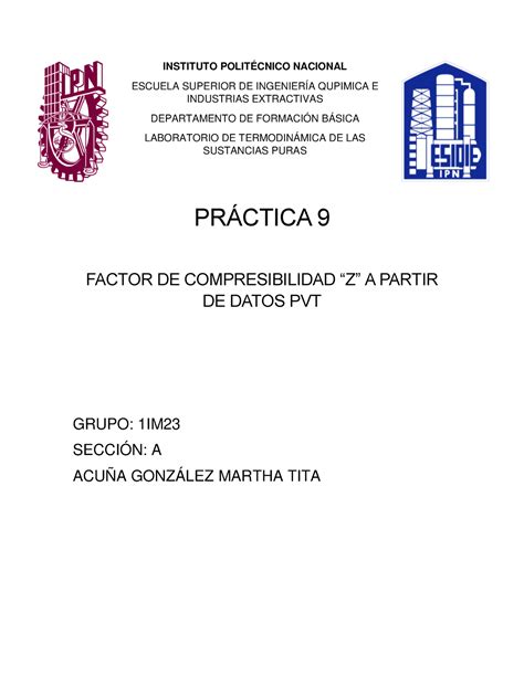 P9 PRACTICA 9 TERMO 3 INSTITUTO POLITÉCNICO NACIONAL ESCUELA