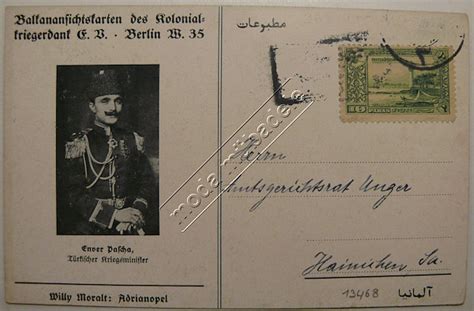 KARTPOSTAL NADİR Askeri Tarih Propaganda Kartı Enver Paşa Ön Yüz Edirne