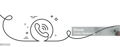 Call Center Service Line Icon Phone Support Sign Continuous Line With Curl Vector Stock