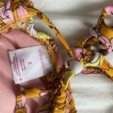 Xhilaration Orange Floral Bikini With Cross Back And Depop