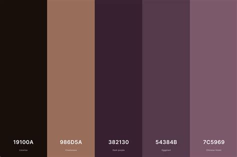 Brown Color Palettes With Names And Hex Codes In Purple Color