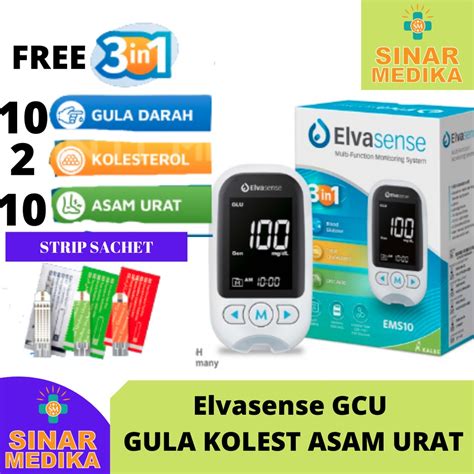 Jual Alat Cek Darah Elvasense Gcu Glukosa Asam Urat Kolesterol Kadar