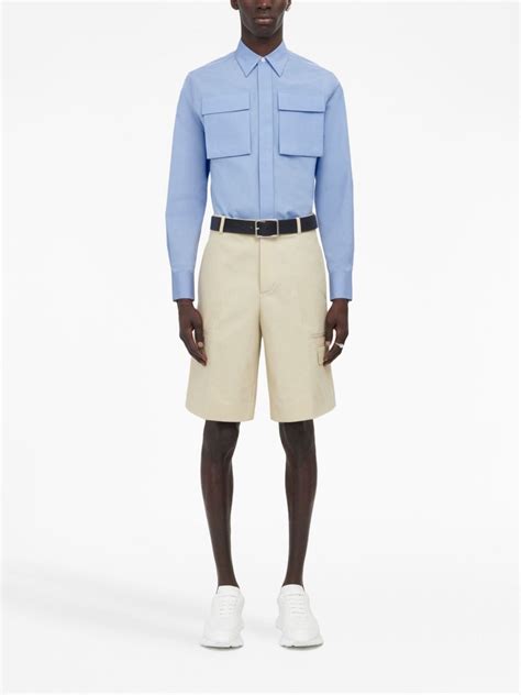 Alexander McQueen Tailored Cotton Shorts Blue FARFETCH