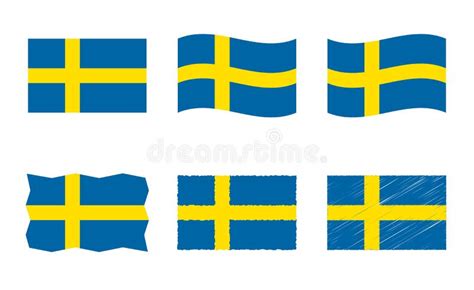 Sweden Flag Vector Illustration Set Official Colors Of Kingdom Of