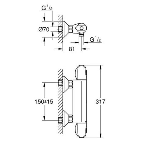 Grohe Grohtherm New Douchethermostaat Hoh Mm Met S Koppelingen