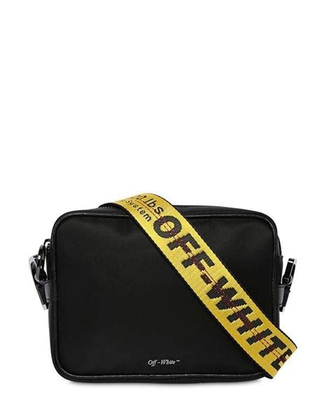 Off White C O Virgil Abloh Nylon Crossbody Bag W Logo Webbing In Black