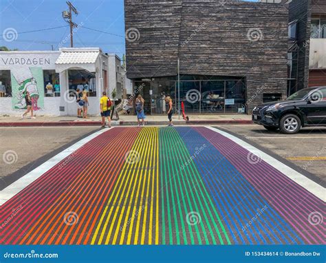 Rainbow Gay Flag Crosswalk In Venice Editorial Stock Image Image Of Love Lifestyle 153434614
