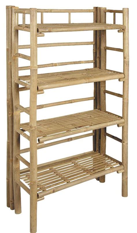 Etagère à 4 niveaux en bambou naturel 66 x 29 x 136 cm PEGANE PEGANE