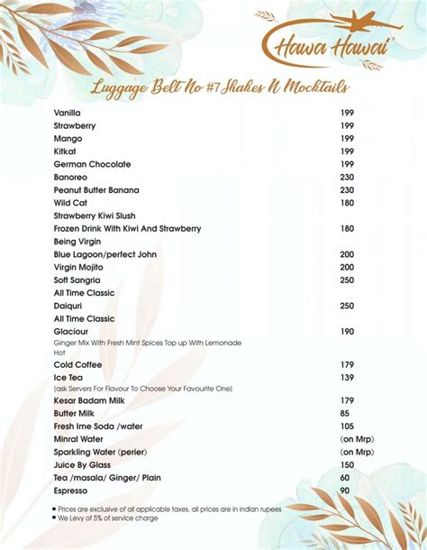 Hawa Hawai Aeroplane Restaurant Menu Food Price