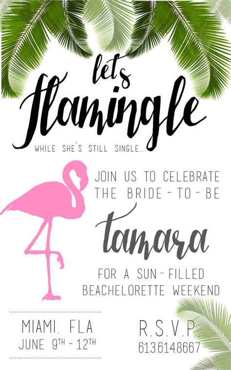 Let S Flamingle Flamingo Theme Bachelorette Invitations In Miami