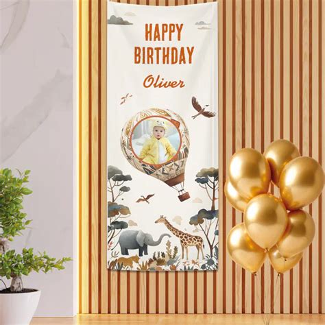 Wild Safari Hot Air Balloon Photo Banner Zazzle