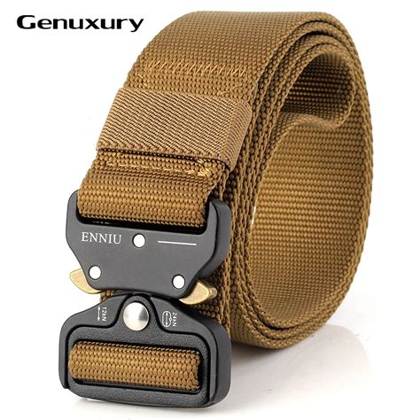 Genuxury Heavy Duty Metal Insert Buckle Men Belt Hot Sale Tactical