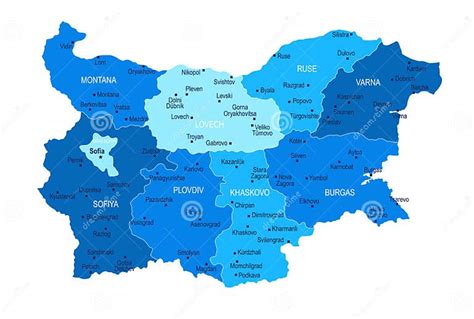 Bulgaria Map. Cities, Regions. Vector Stock Illustration - Illustration ...