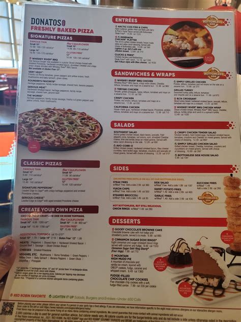 Menu At Red Robin Gourmet Burgers And Brews Restaurant Seattle 401 Ne