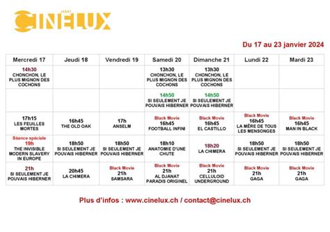 Programmation du 17 au 23 janvier 2024 Cinélux