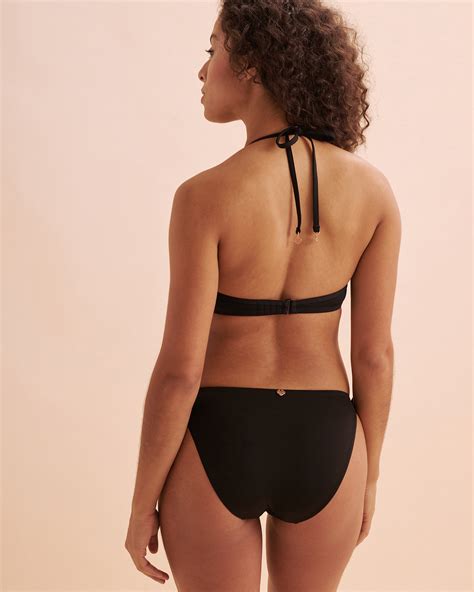 TURQUOISE COUTURE Plunge Push Up Bikini Top Black Bikini Village