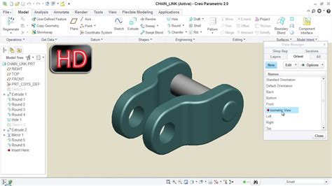 Defining And Saving A Custom Isometric View In Creo Parametric YouTube