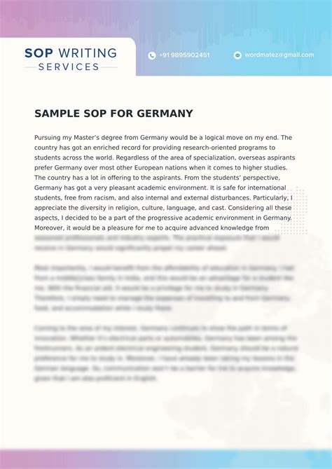 SOLUTION Sample Sop For Germany Studypool