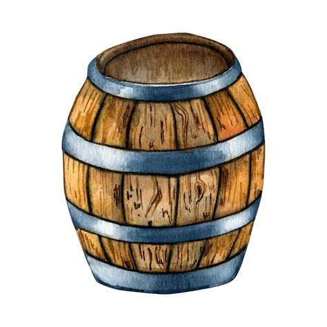 Ilustraci N De Acuarela De Barril De Cerveza De Madera Aislada Sobre