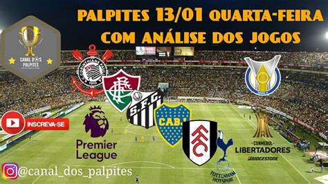 PALPITES DE FUTEBOL PARA HOJE DIA 13 01 2021 QUARTA FEIRA análise