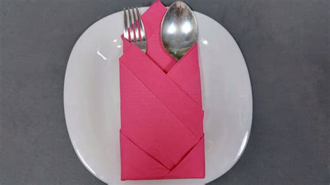 How To Fold A Paper Napkin For Cutlery Table Serving Youtube