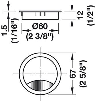 Rozeta Za Kablove Rupa FI60mm Visina 12mm Crna 631 31 302 Gala Home