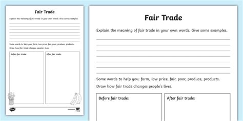 Fairtrade Worksheet Worksheet Teacher Made Twinkl