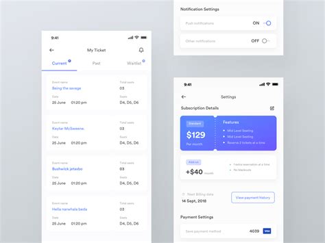Event Tickets And Subscription List Event App UI