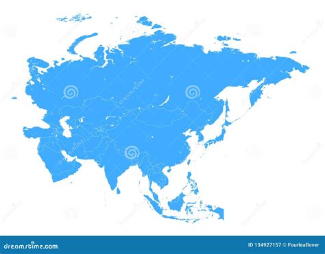 Mapa Azul De Asia Del Alto Detalle Del Vector Ilustración Del Vector