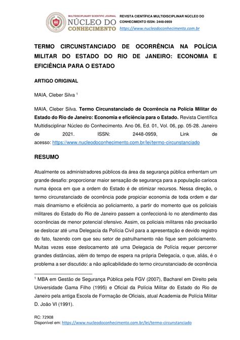 PDF Termo Circunstanciado de Ocorrência na Polícia Militar do Estado