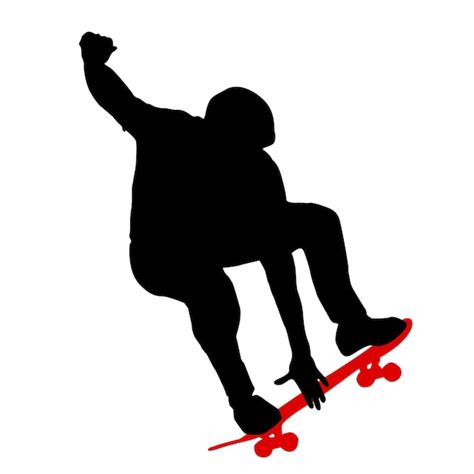 Premium Vector Black Silhouette Of An Athlete Skateboarder In A Jump