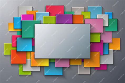 overlapping rectangles  gray background  blank space  text