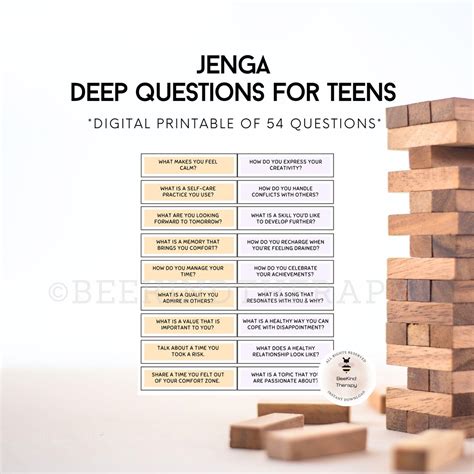 Jenga Conversation Questions For Teens Therapy Game Tools Game For