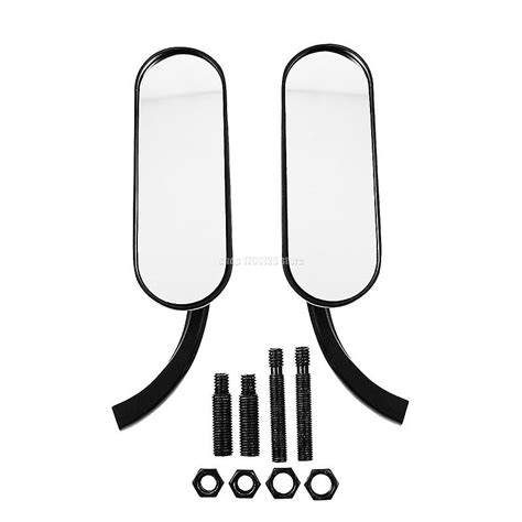 Motorcycle 8mmand10mm Mini Oval Mirrors Black Chrome For Harley Dyna