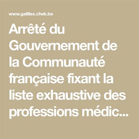 Arr T Du Gouvernement De La Communaut Fran Aise Fixant La Liste