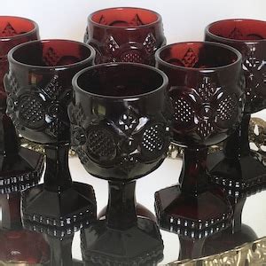 Set 5 3 Oz Deep Ruby Red Pressed Glass Cape Cod 1876 By Avon Elegant