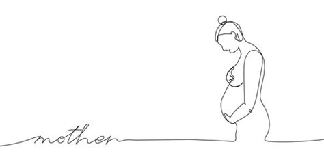 Pregnant Woman Holding Her Belly One Line Art Vector Image