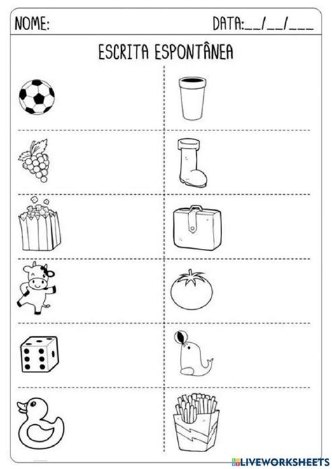 Escrita Espont Nea De Palavras Worksheet Atividades De Alfabetiza O