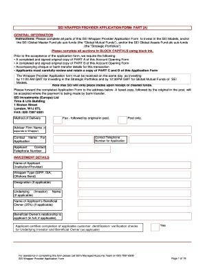 Fillable Online Sei Wrapper Provider Application Form Part A Please