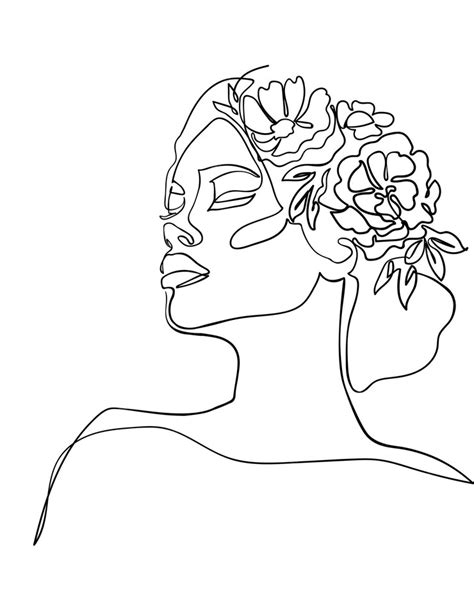 Premium Vector One Line Drawing Face Abstract Woman Portrait Modern