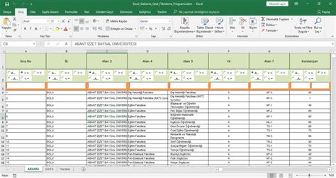 Excel Geli Mi Zel Filtreleme Program Asri Akdeniz Ki Isel Sayfas