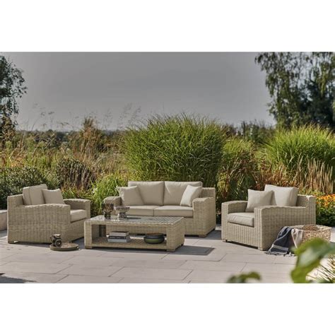 Kettler Palma Luxe 2 Seat Sofa Set Oyster With Stone Cushions Just