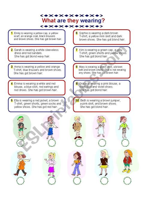 WHAT ARE THEY WEARING 1 ESL Worksheet By Jecika