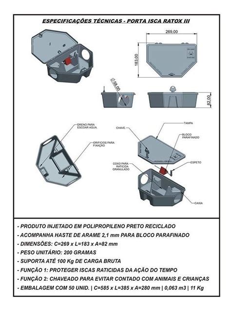 Kit Porta Isca Raticida Armadilha Para Ratos Ratox Pestshop